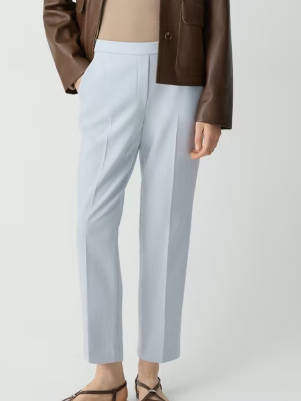 Theory 00 Pants Treeca Pull-On Pant Admiral Crepe in Pearl Blue Pockets NWT